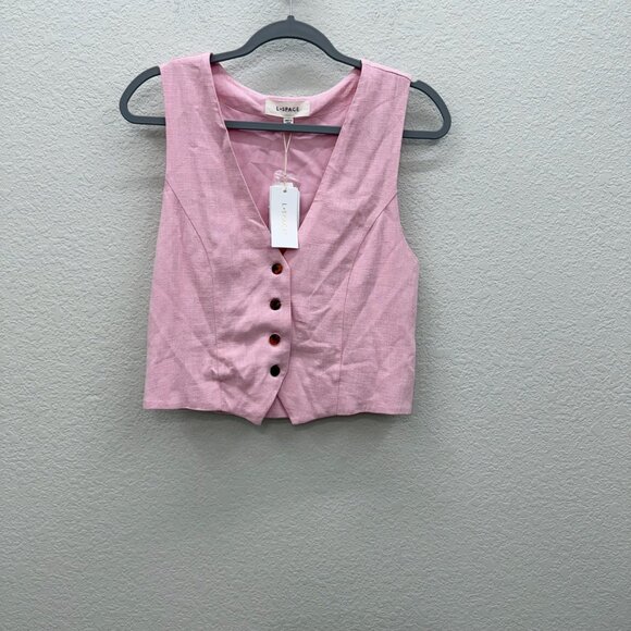 L Space Rhodes Pink Linen Blend Sleeveless Vest and Pant Set Womens Small NEW - Picture 2 of 12